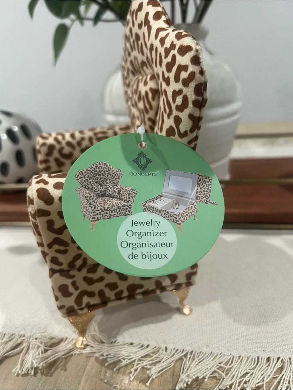 NWT Leopard Print Miniature Sofa Jewelry Organizer
